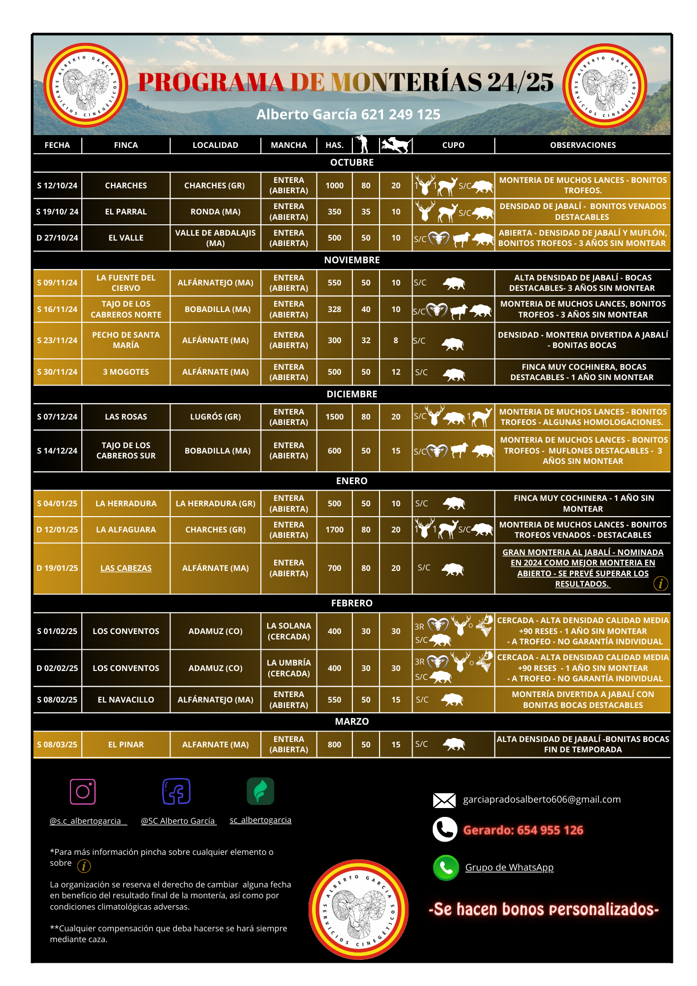 Calendario en alta SC Alberto García